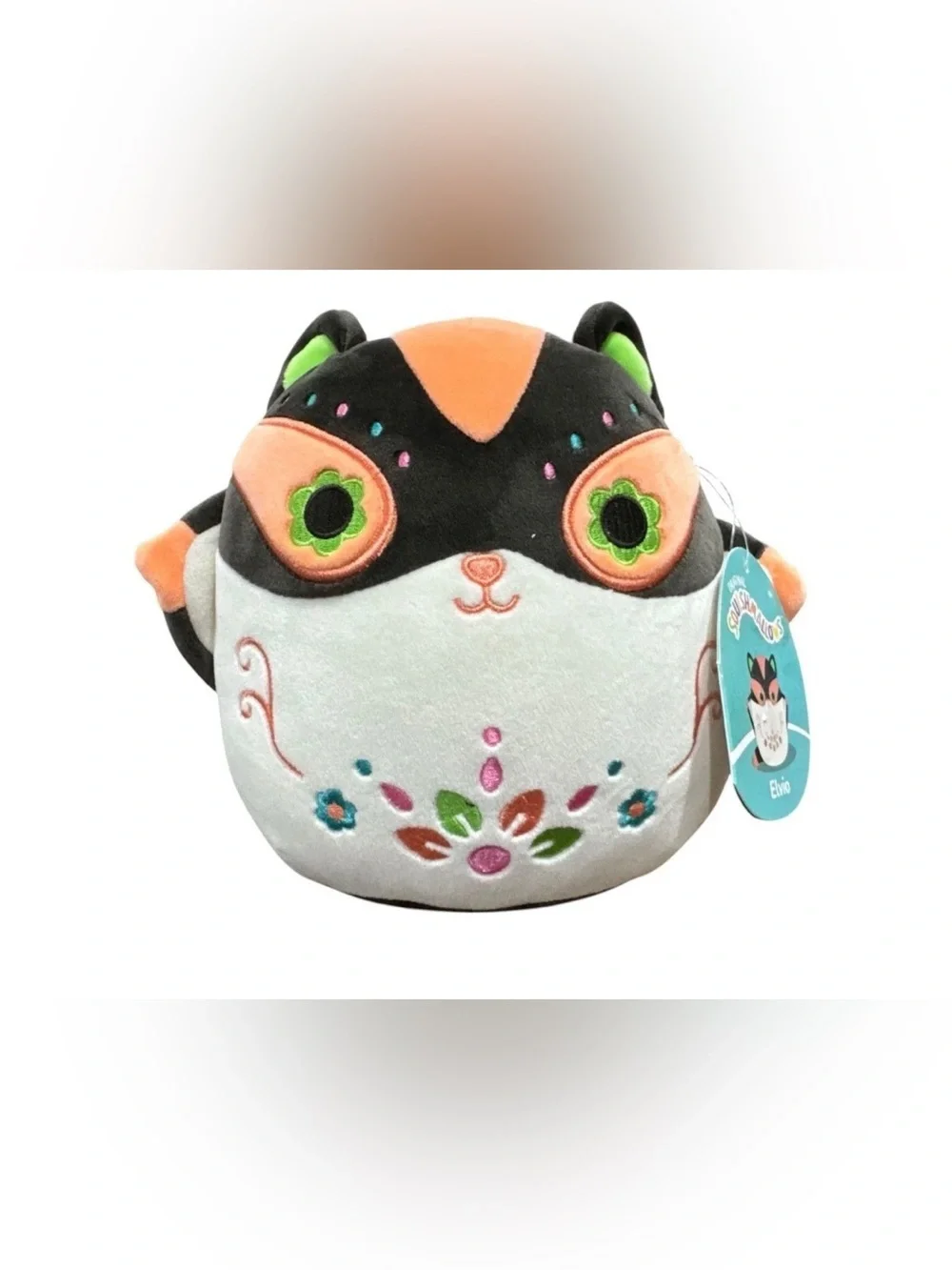 Plush Floral Cat Backpack for Kids - Black & Cream